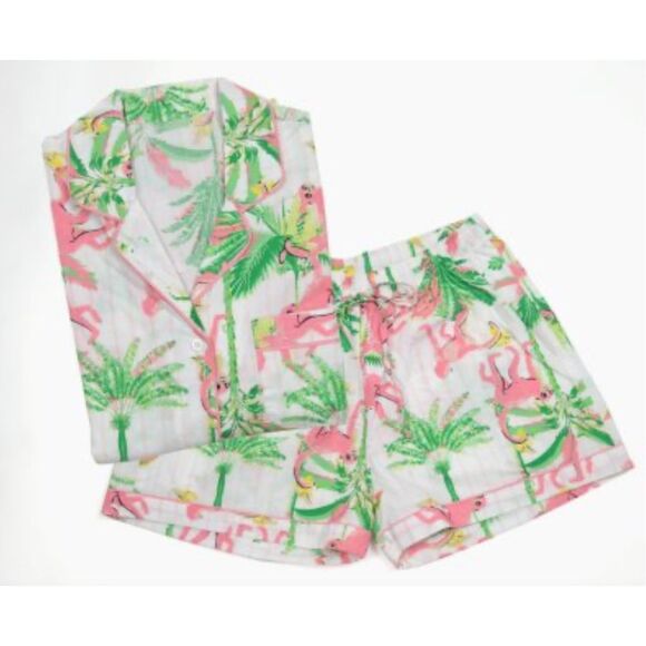 8 Oak Lane Women's Monkeys Long Sleeve Cotton Shorts Set, L/XL $89 - Picture 2 of 8